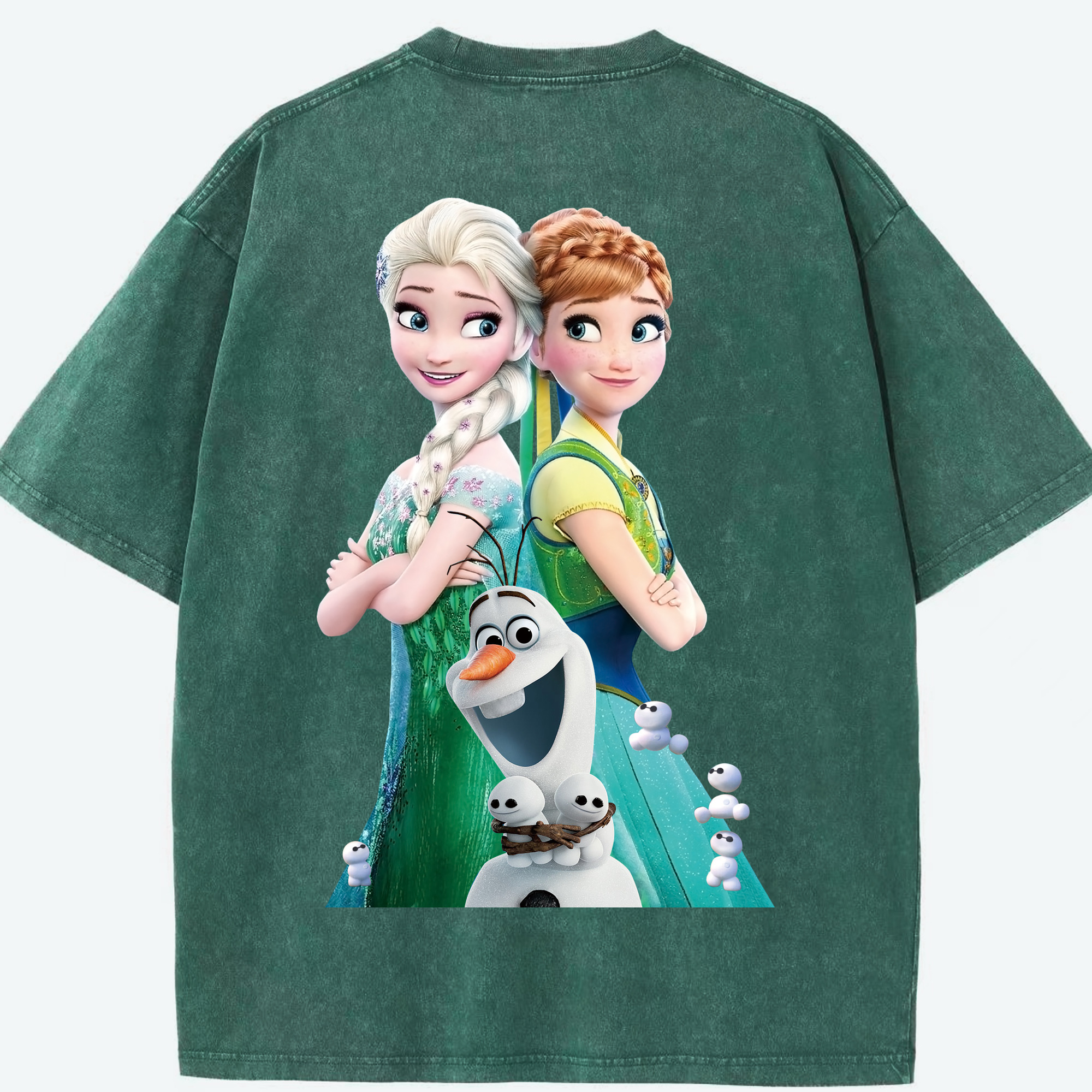 （画像用） アナと雪の女王 アンナ エルサ Frozen Anna Elsa 綿100% ヴィンテージ風 半袖Tシャツ（背面プリント）